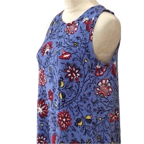 Ann Taylor Loft Blue Floral Sleeveless Casual Shift Dress Size MP - Picture 5 of 8